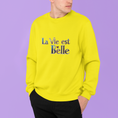 Load image into Gallery viewer, Sweater Yellow La Vie Est Belle Blue Gold
