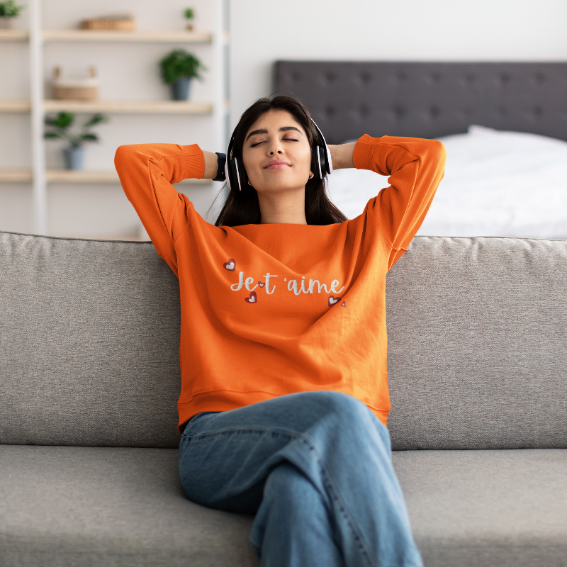 Sweater Orange Je t'Aime Hearts
