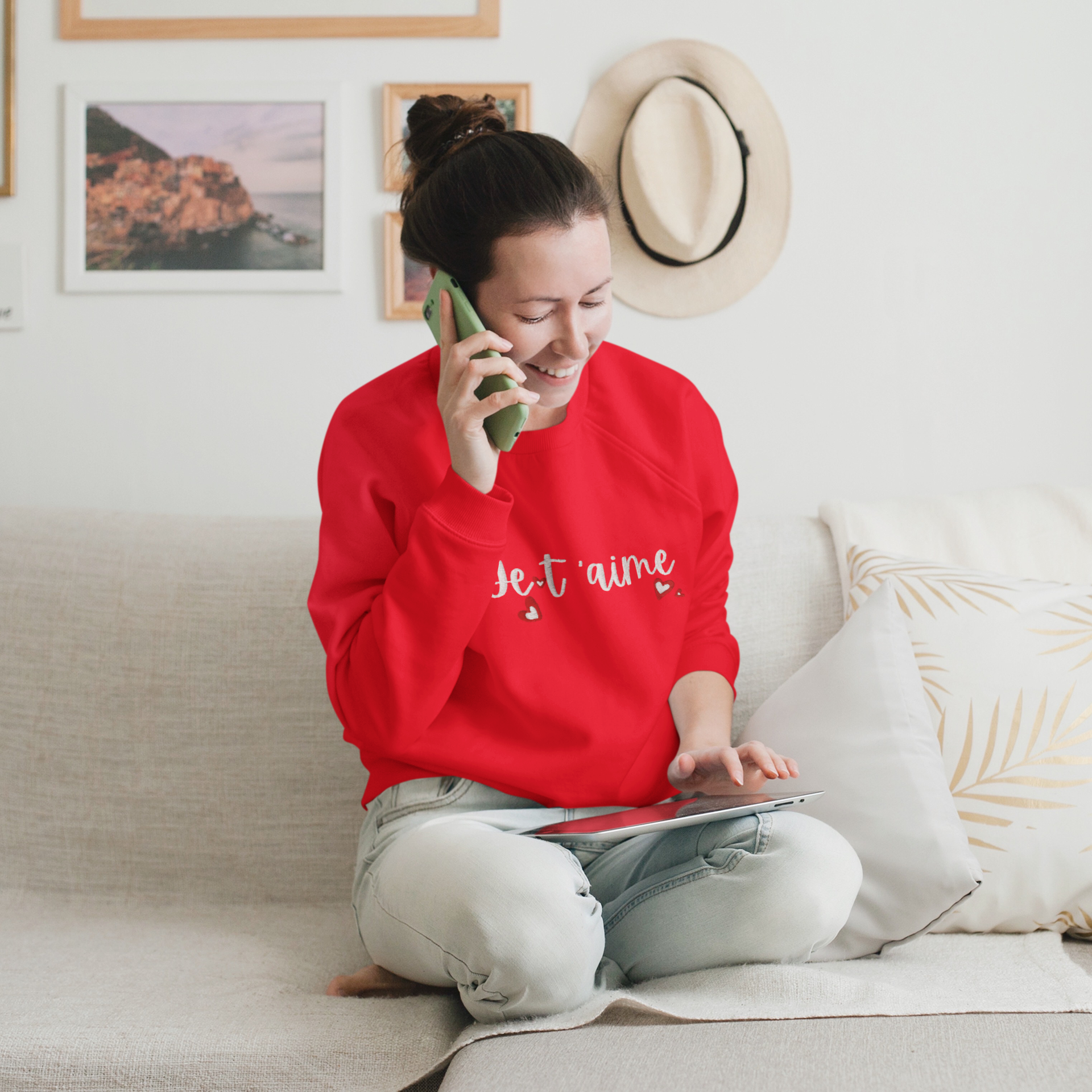 Sweater Red Je t'Aime Hearts