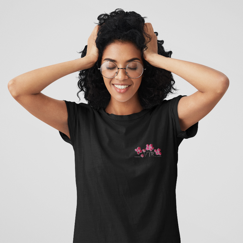 Tee Shirt Black VTR Flowers